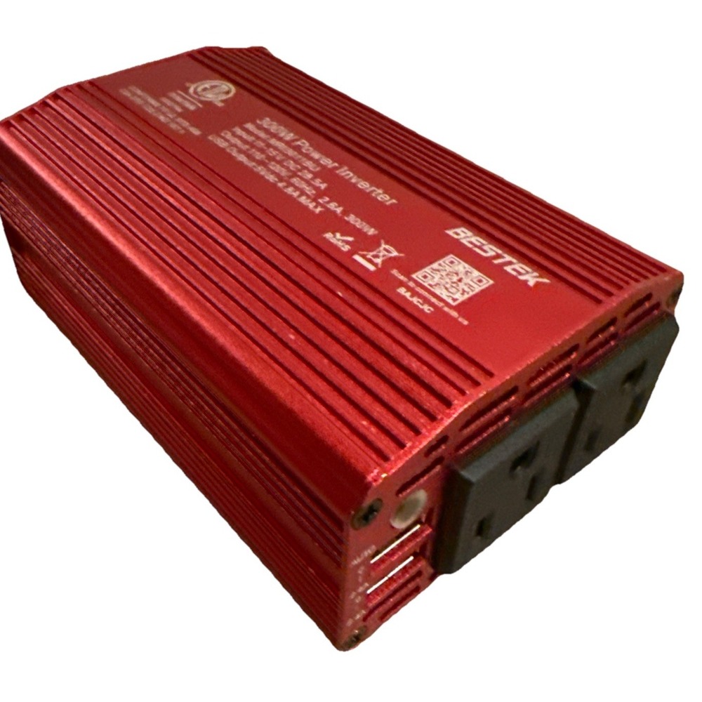 Bestek Compact 300W Car Power Inverter with 2 AC Outlets and USB Charging Ports